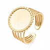 304 Stainless Steel Open Cuff Finger Ring Cabochon Settings STAS-T060-06G-3