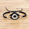 Horse Eye with Evil Eye Acrylic Braided Bead Bracelet BJEW-BB7272425-G-1