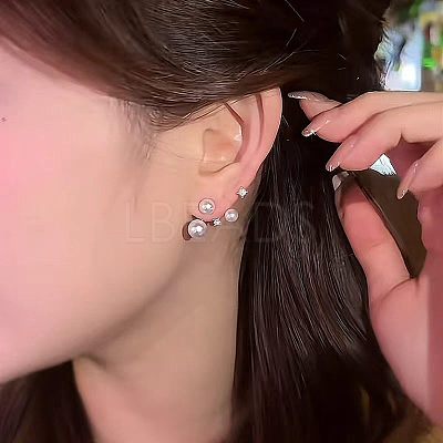 Alloy & Rhinestone & Imitation Pearl Stud Earrings for Women WG8F1A1-01-1