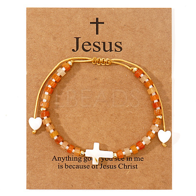 European American Natural Carnelian Beaded Braided Bracelets LS-VZ2609-6-1