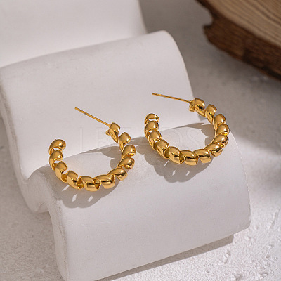 Twist C-Shaped 304 Stainless Steel Stud Earrings RC9217-1