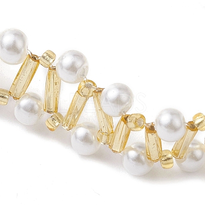 Imitated Pearl Acrylic & Glass Beaded Bracelets with 304 Stainless Steel Lobster Claw Clasps for Women BJEW-JB10199-01-1