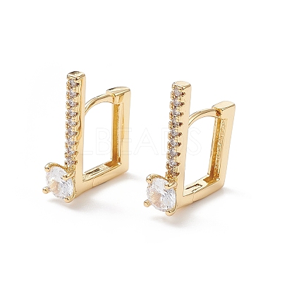 Cubic Zirconia Rectangle Hoop Earrings EJEW-B014-14G-1