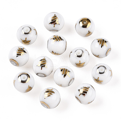 Christmas Opaque Glass Beads X-EGLA-R113-02C-1