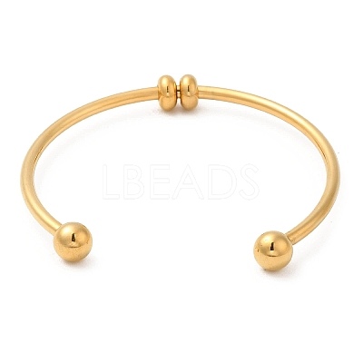 Screw End Ball 304 Stainless Steel Open Cuff Bangles BJEW-G677-01G-1