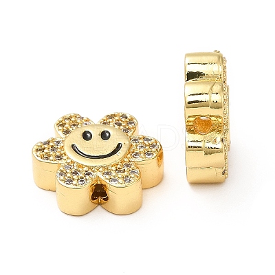 Rack Plating Brass Cubic Zirconia Beads KK-M232-01G-1