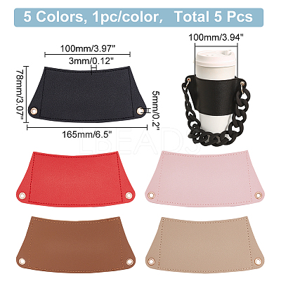 5Pcs 5 Colors PU Leather Heat Resistant Reusable Cup Sleeve AJEW-WR0001-58A-1