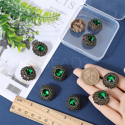 10Pcs 1-Hole Alloy Rhinestone Shank Button BUTT-GF0003-54-1