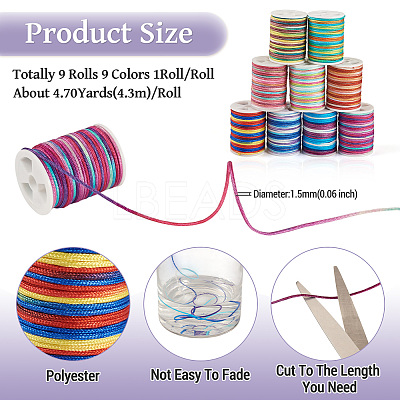 9 Rolls 9 Colors Segment Dyed Polyester Thread NWIR-TA0001-37A-1