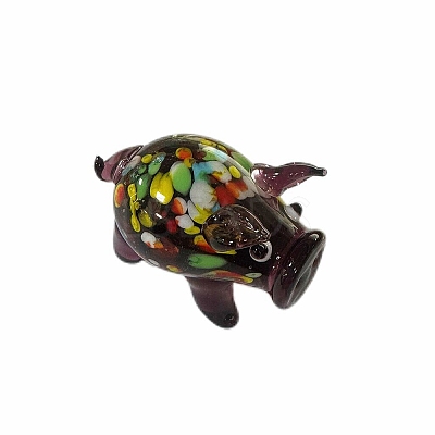 Handmade Lampwork 3D Pig Figurines PW-WG36639-05-1