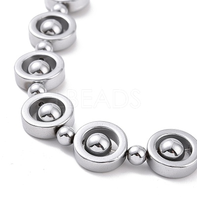 Synthetic Hematite & Brass Column Beaded Necklace with Magnetic Clasps NJEW-G047-01-1