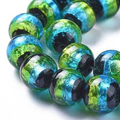 Handmade Silver Foil Lampwork Beads FOIL-K001-02B-12mm-1
