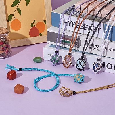 Braided Waxed Cotton Thread Cords Macrame Pouch Necklace Making AJEW-SW00022-06-1