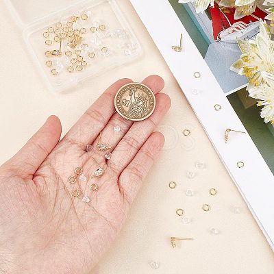 12Pcs 2 Style Brass Stud Earring Findings KK-CN0001-92-1