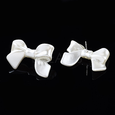 Spray Painted CCB Plastic Bowknot Stud Earring Findings CCB-Q091-07A-1