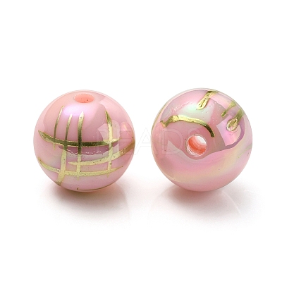 UV Plating Rainbow Iridescent Acrylic Beads PACR-E001-02D-1
