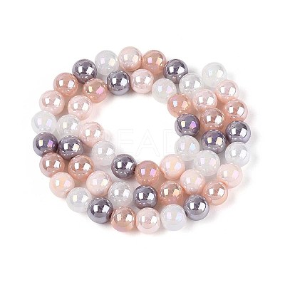 Electroplate Glass Beads Strands X-EGLA-N019-8mm-01-1