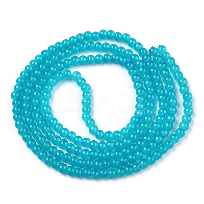 Baking Paint Imitation Jade Glass Round Bead Strands X-DGLA-Q021-4mm-07-1