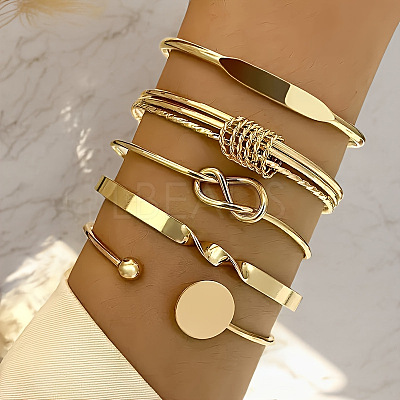 5Pcs Alloy Bangles for Women FS-WG33CDB-05-1