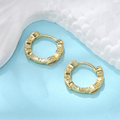 Brass Micro Pave Cubic Zirconia Huggie Hoop Earrings EJEW-K083-34G-B-1