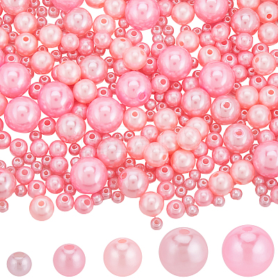 1830Pcs 5 Styles ABS Plastic Imitation Pearl Beads OACR-SP0001-01A-1