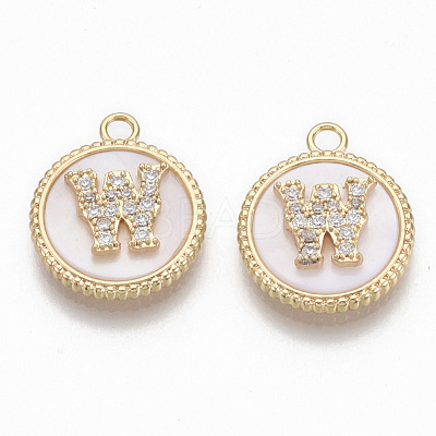 Brass Micro Pave Cubic Zirconia Pendants KK-T062-04W-NF-1