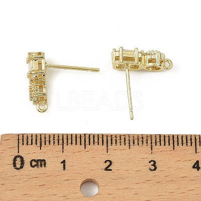 Brass Micro Pave Clear Cubic Zirconia Stud Earring Findings LS-KK-C107-06G-1