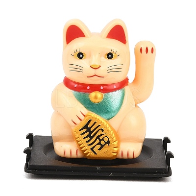 ABS Plastic Solar Powered Maneki-neko Figurines DJEW-B017-01B-02-1