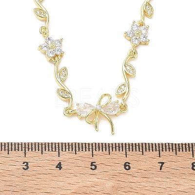 Brass Pave Cubic Zirconia Flower Pendant Necklaces NJEW-C121-04E-G-1