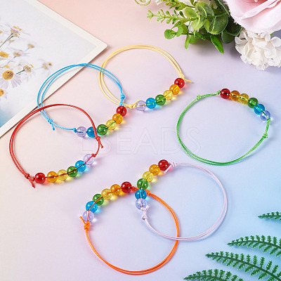 6Pcs Glass Beads Bracelets BJEW-TAC0038-1