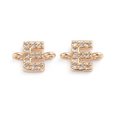 Brass Micro Pave Cubic Zirconia Letter Links X-ZIRC-I042-16G-E-1