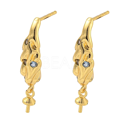 Rack Plating Brass Micro Pave Clear Cubic Zirconia Studs Earrings Finding KK-T072-11G-1