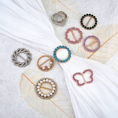 9Pcs 9 Style Alloy Rhinestone Buckles DIY-SZ0008-58-1