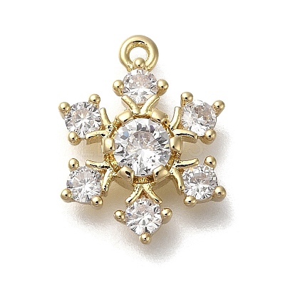 Rack Plating Brass Micro Pave Cubic Zirconia Pendants KK-M014-10A-G-1
