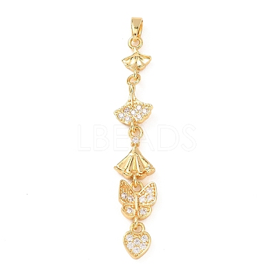 Tassel Brass Micro Pave Clear Cubic Zirconia Big Pendants KK-L271-01G-08-1