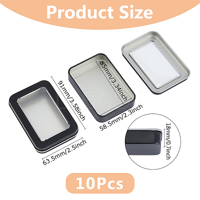 Tinplate Storage Box with Clear Window CON-WH0099-23EB-1