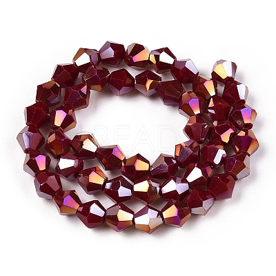 Opaque Solid Color Electroplate Glass Beads Strands EGLA-A039-P6mm-B22-1