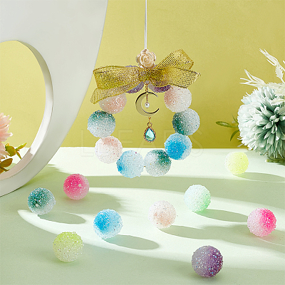28Pcs 7 Colors Frosted Acrylic Beads MACR-PH0002-19-1