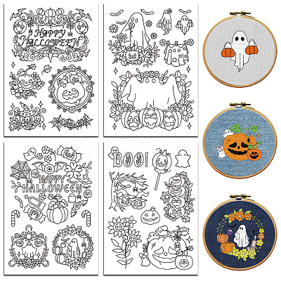 4 Sheets 11.6x8.2 Inch Stick and Stitch Embroidery Patterns DIY-WH0455-224-1
