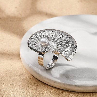 Conch Alloy Adjustable Rings for Women RJEW-B108-03P-1