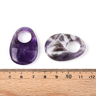 Natural Amethyst Large Hole Pendants G-N348-06B-06-1