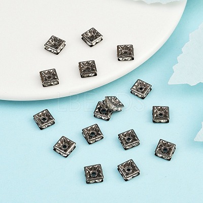 Brass Rhinestone Spacer Beads RB-A013-7x7-01B-1