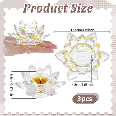Lotus Shape Glass Candle Holder DJEW-WH0039-176B-1