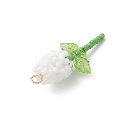 Glass Seed Beaded Rose Pendants PALLOY-MZ00959-05-1