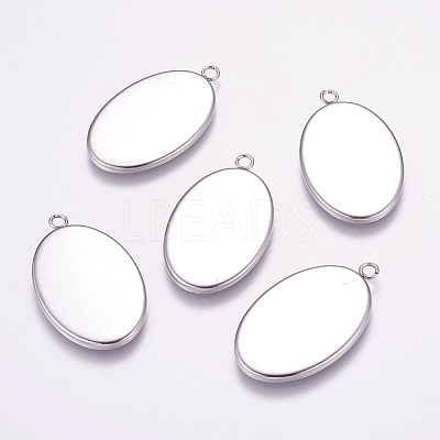 Tarnish Resistant 304 Stainless Steel Pendant Cabochon Settings STAS-E144-075P-1