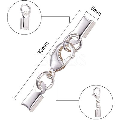 Rack Plating Brass Lobster Claw Clasps with Clip Ends KK-PH0035-33S-1