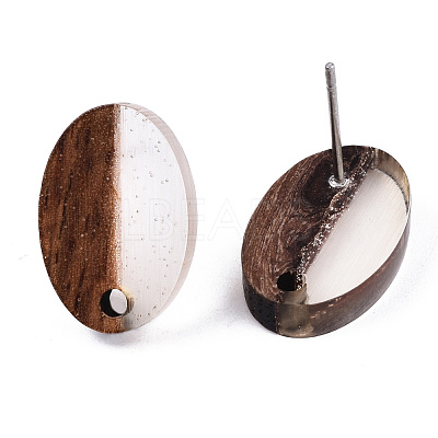 Resin & Walnut Wood Stud Earring Findings MAK-N032-004A-A01-1