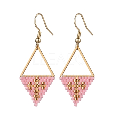 Handmade Glass Seed Beads Rhombus Dangle Earrings EJEW-MZ00542-04-1