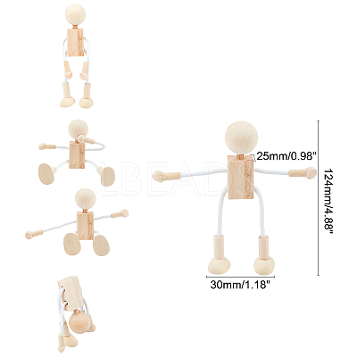 Unfinished Blank Wooden Robot Toys DIY-WH0097-05-1