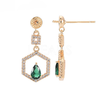 Brass Micro Pave Cubic Zirconia Stud Earring Findings KK-S364-045-1